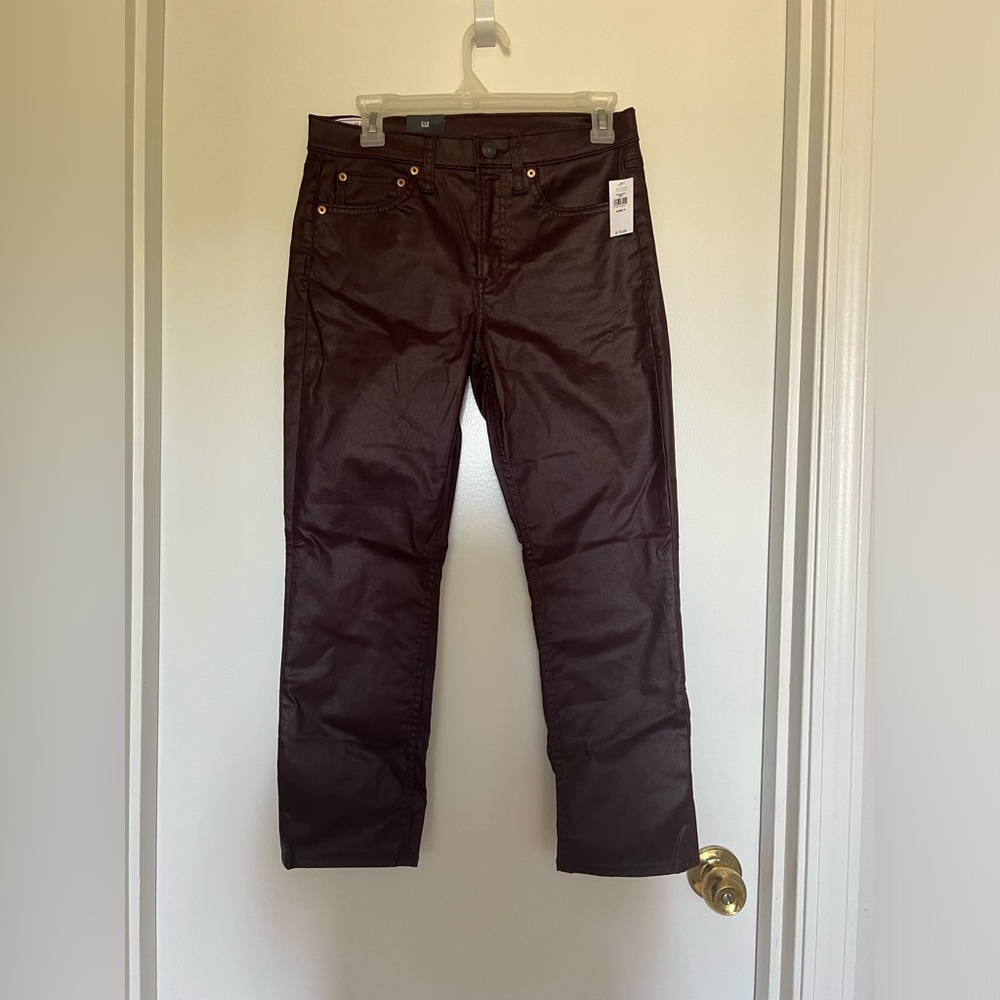 Red leather coated pants NWT